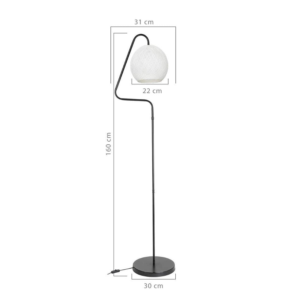 Lampada da terra a stelo Yumak  grigio e paralume tessuto bianco