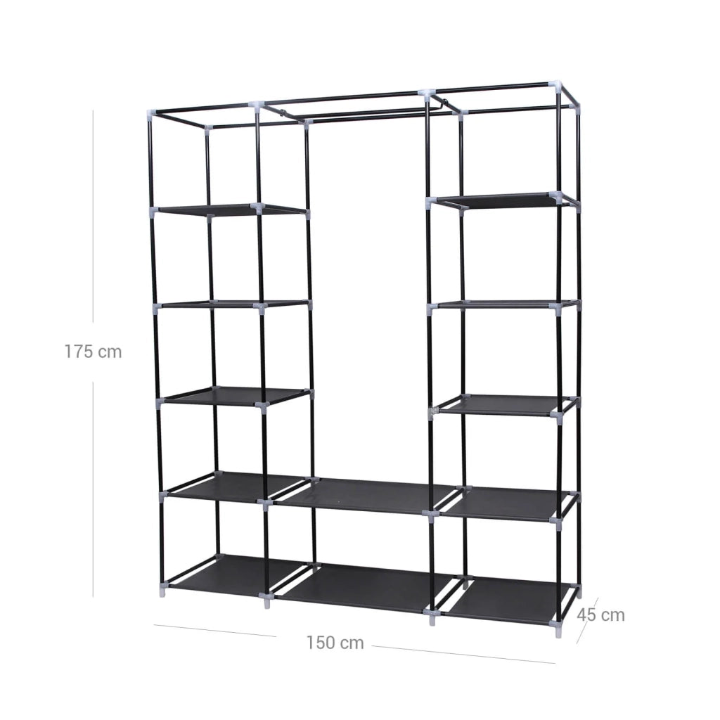 Armadio/guardaroba XXL in tessuto non tessuto 175 x 150 x 45 cm nero 12_0004008
