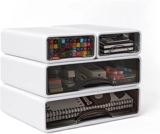 Organizzatore per Ufficio con Grande Capacità - Scatola di Archiviazione Stivabile - Organizzatore per Carrello di Pennarelli - Formato A5/A4 - Progettazione Stilistica e Robusta - Design Moderno