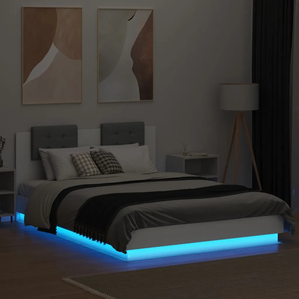 Giroletto con Testiera e LED Bianco 140x200 cm 3210010