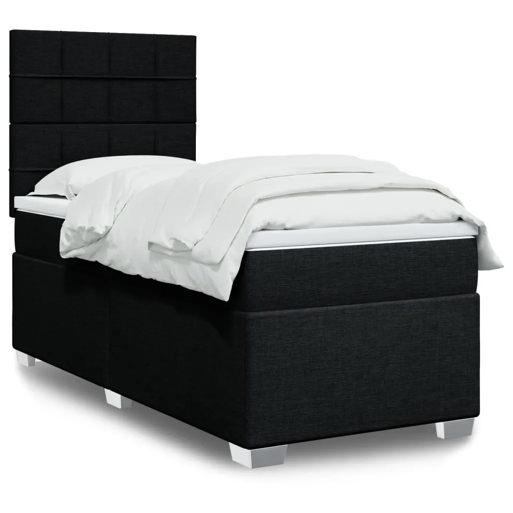 vidaXL Giroletto a Molle con Materasso Nero 80x200 cm inTessuto