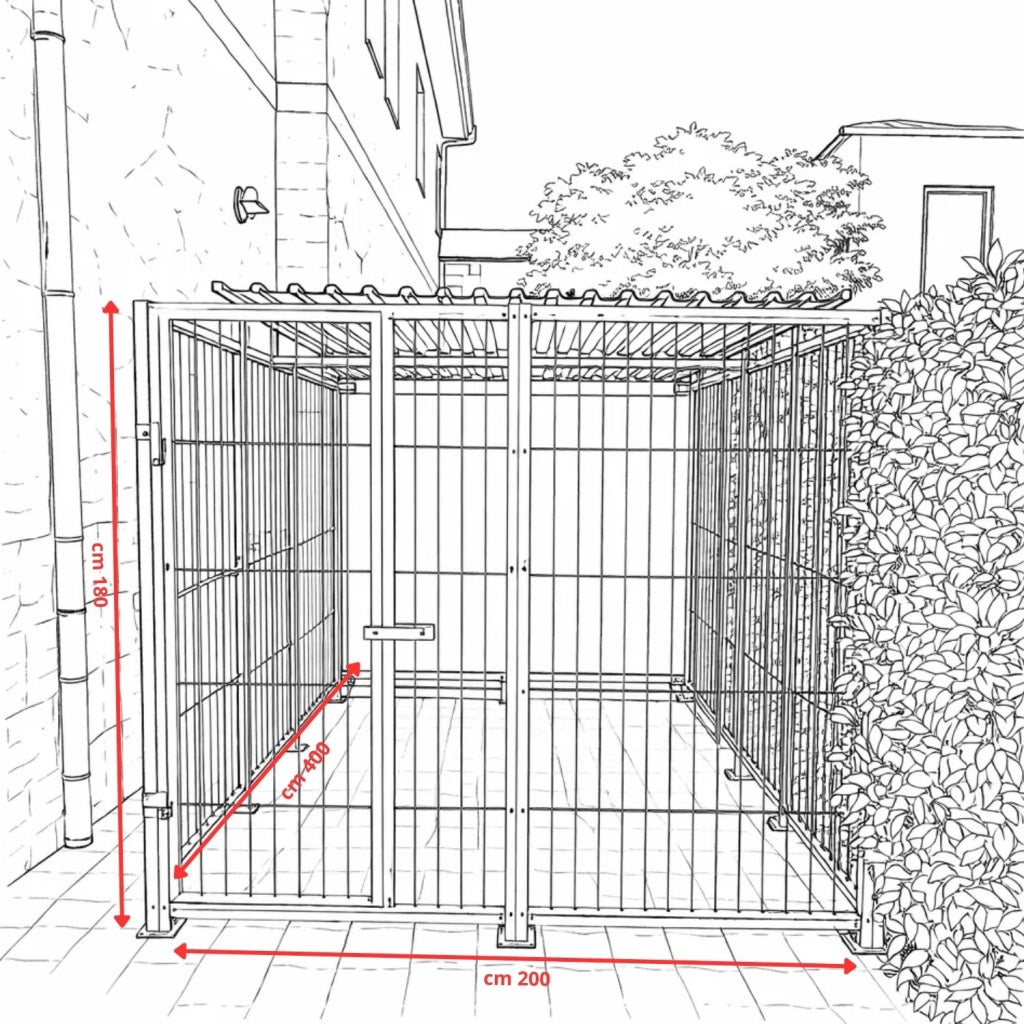 Box per cani coperto di metri 2 e retro in legno zincatura a caldo da 400x200x altezza 180 cm