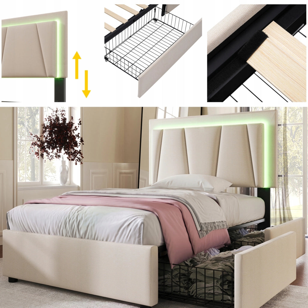 Letto Matrimoniale 160x200 - Xylo - Grigio con USB e LED