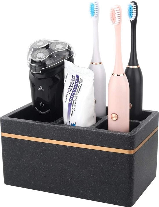 Oggetto per Organizzazione Bagno con 5 Posizioni per Spazzolini da Denti Elettrici - Gravellato Nero