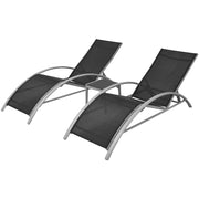 Set di due lettini prendisole con tavolo in alluminio nero 02_0011910