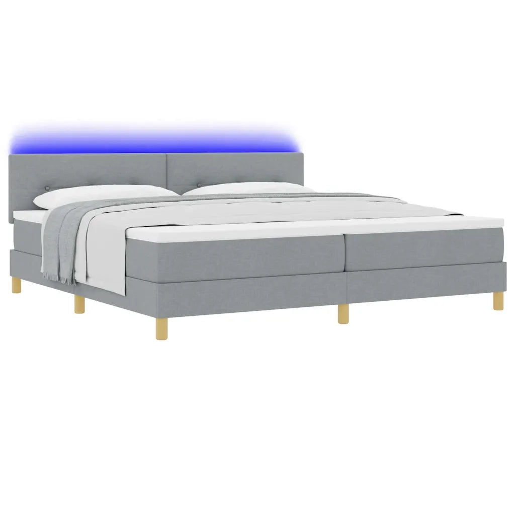 Letto a Sorgente LED Grigio chiaro 200 x 200 cm Tessuto 3342464