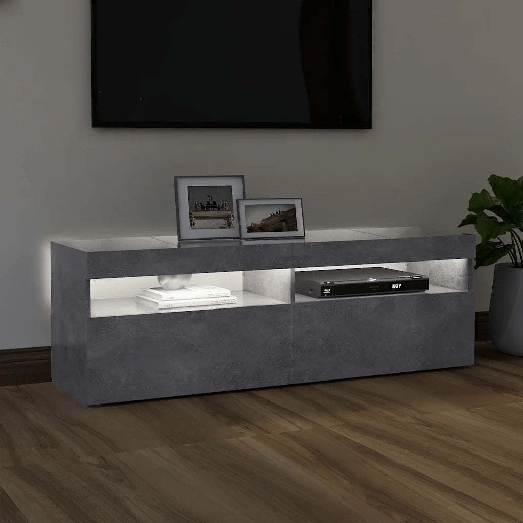 Mobile Porta TV con Luci LED Grigio Cemento 120x35x40 cm 804377