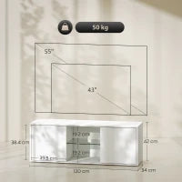 Mobile Porta TV fino a 55" Sospeso o a Terra, Ante Soft Close, Foro Passacavi e Ripiano in Vetro, Bianco