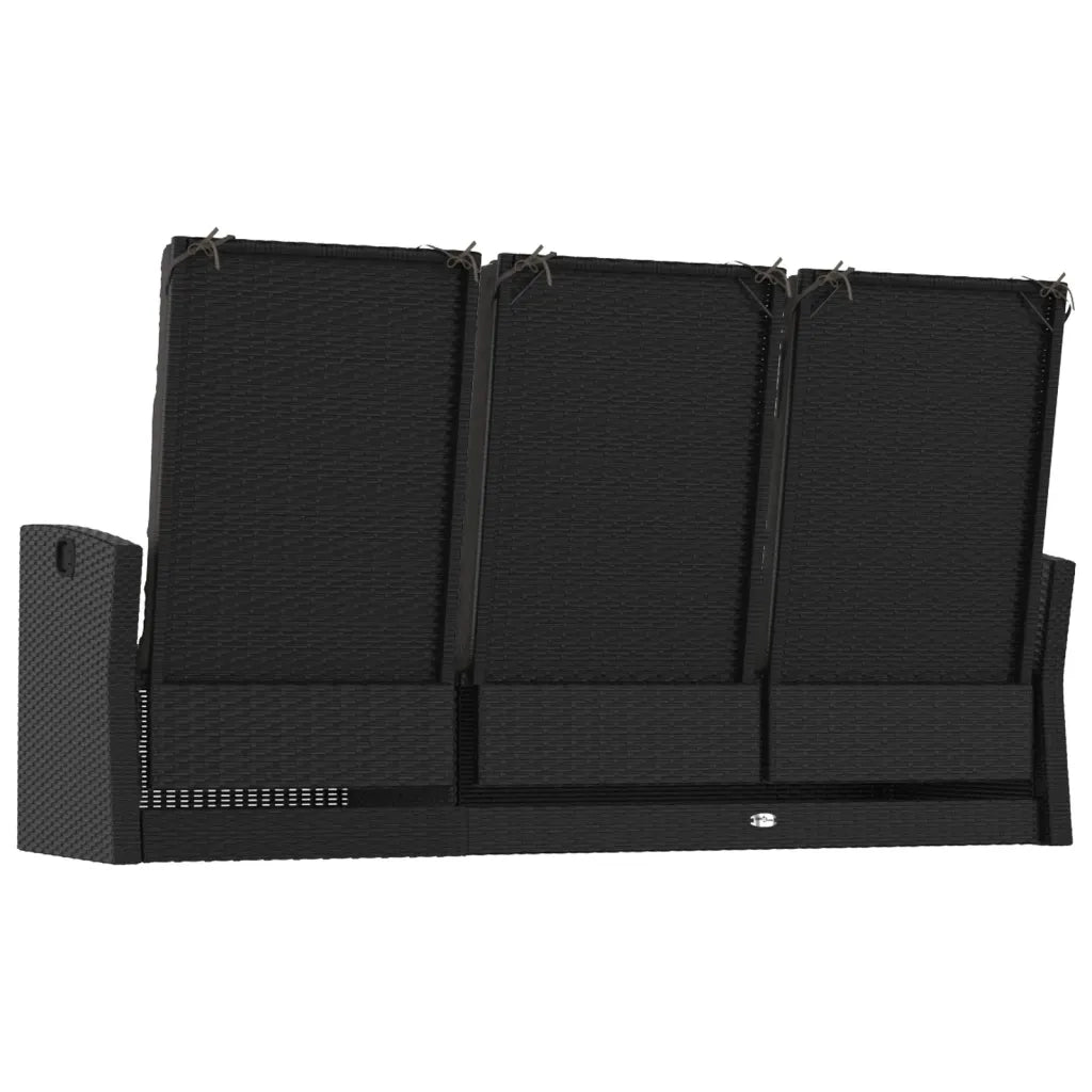 Panca da Giardino Reclinabile con Cuscini-Sgabello-Panca da esterno 173cm Polyrattan Nero