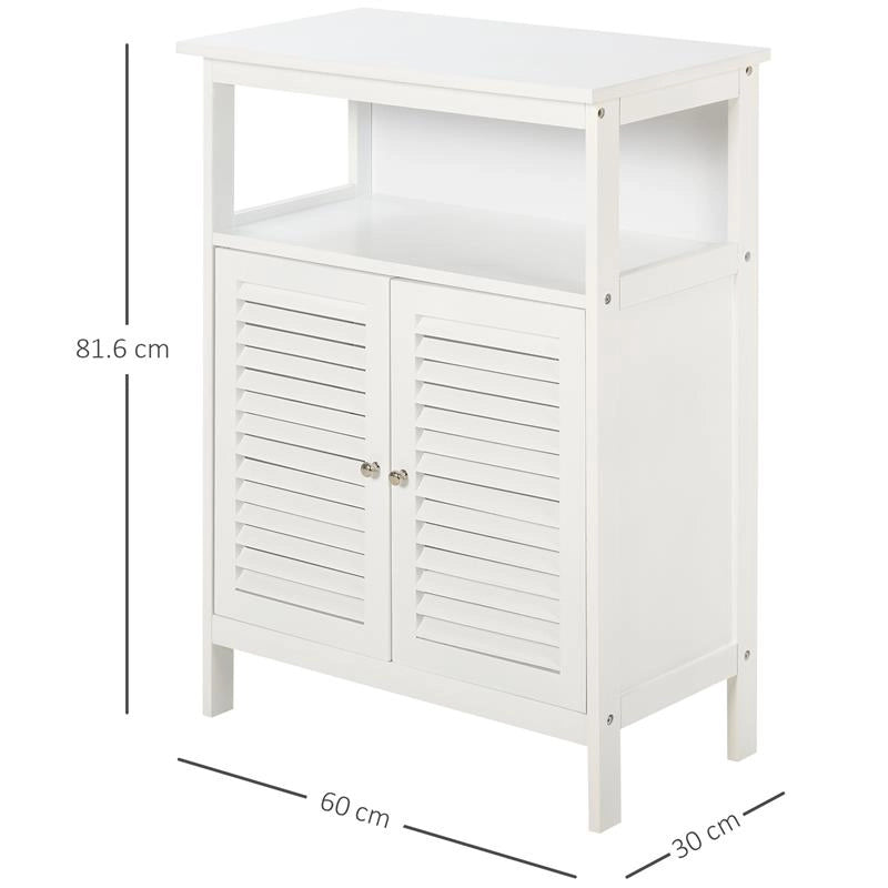 MOBILETTO DA BAGNO IMPERMEABILE CON 2 RIPIANI E ARMADIETTO MDF BIANCO