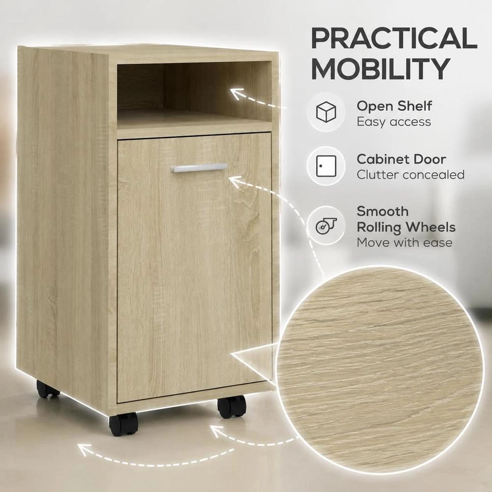 Side Cabinet With Wheels, Sonoma Oak, 33x38x60 Cm