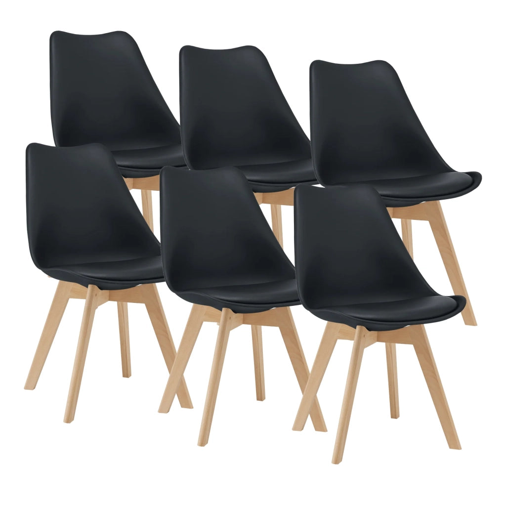 Set di 6 sedie da pranzo in similpelle color faggio nero 03_0006782
