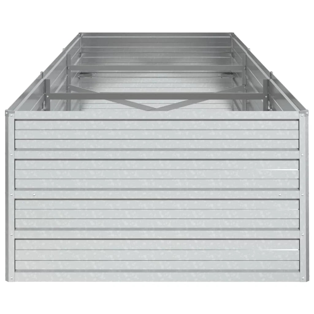 Fioriera rialzata per piante fiori patio giardino 240 x 80 x 45 cm acciaio zincato argento 02_0039413