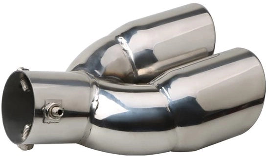 Sistema di Scarico RVS - Pezzo di Scarico Doppio - Tubo di Scarico Curvo - Regolabile - Diametro 35-55mm - Acciaio Inox - Scarico