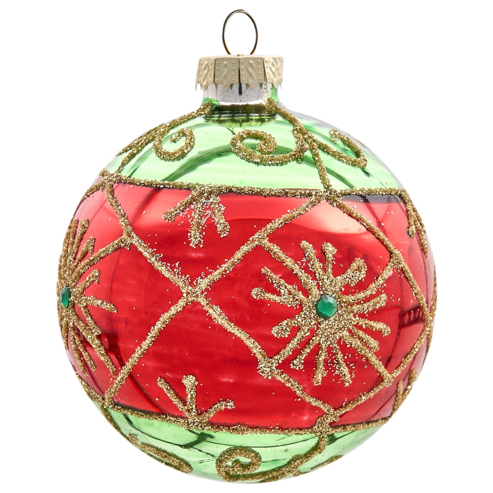Set di 70 palline di Natale in vetro rosso e verde da appendere all'albero di Natale in stile tradizionale glamour rosso e verde