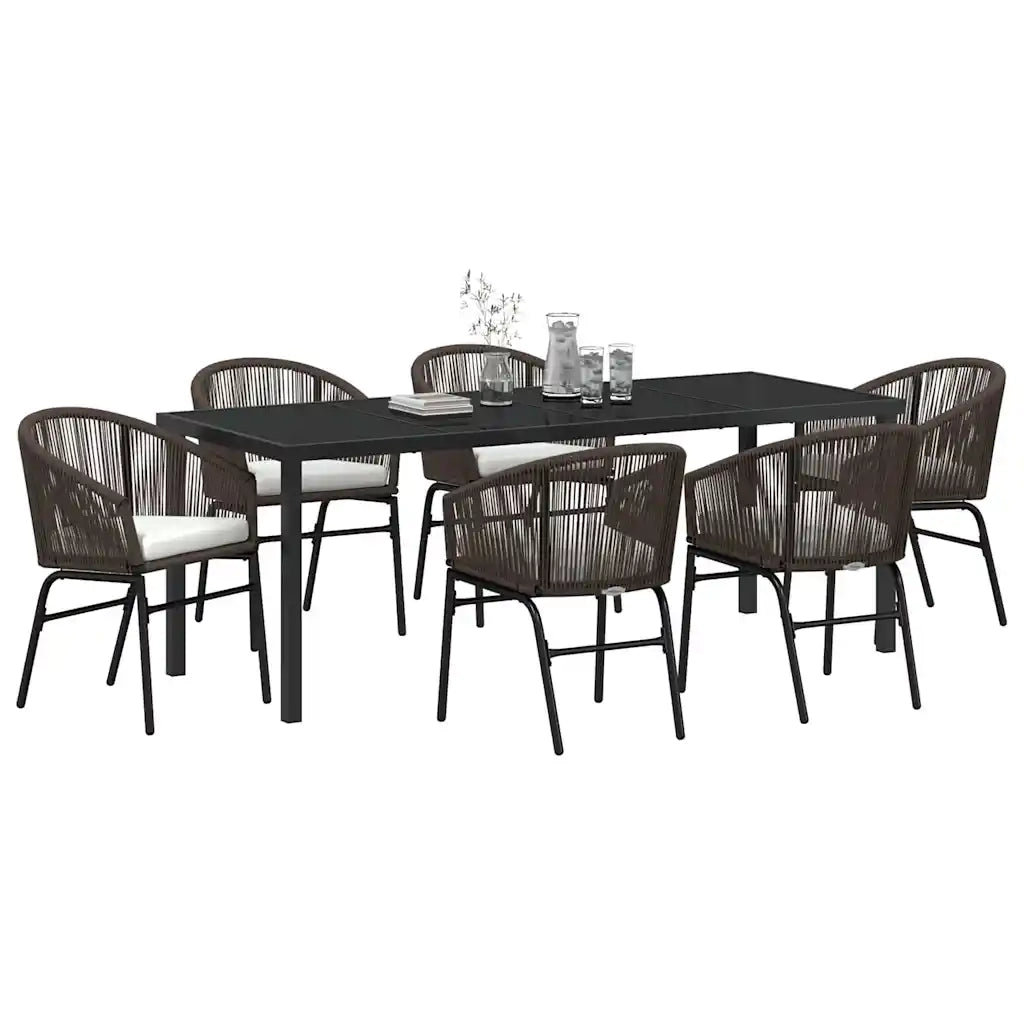 Set da Pranzo per Giardino 7 pcs Marrone 3379357