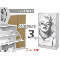 Scarpiera bianca design doppia ribalta cm 63 x 24 x 120 pop star