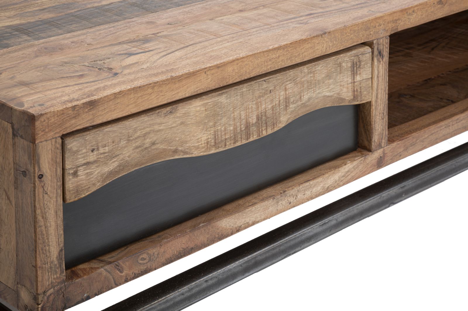 Tavolo da Caffè Yellowstone 118x70x40 cm in Legno di Acacia e Ferro Marrone e Nero