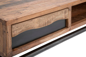 Tavolo da Caffè Yellowstone 118x70x40 cm in Legno di Acacia e Ferro Marrone e Nero