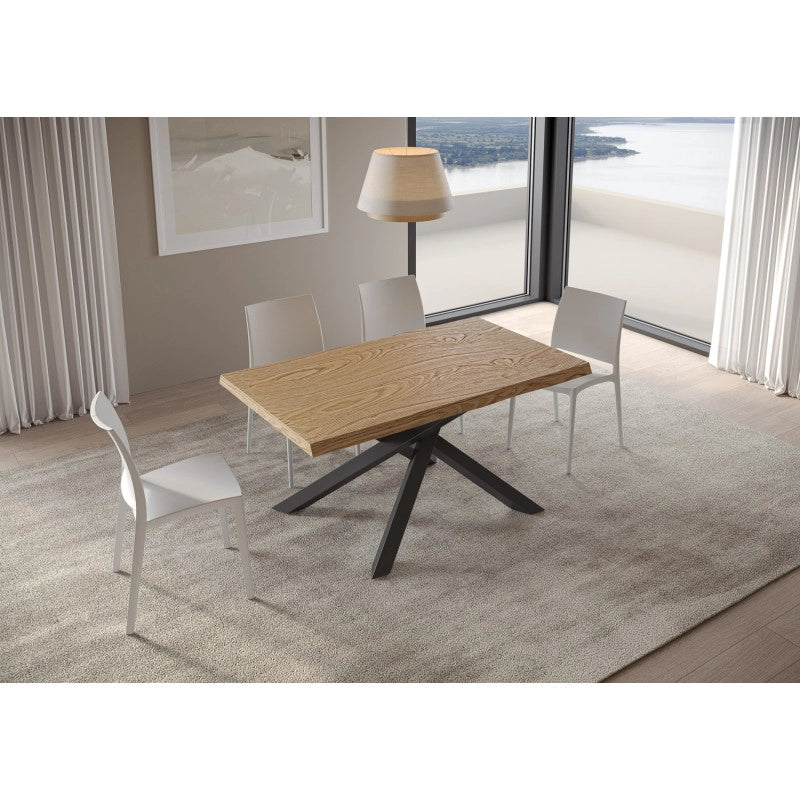Tavolo fisso 160x90 cm Versalux scortecciato telaio Antracite - Rovere