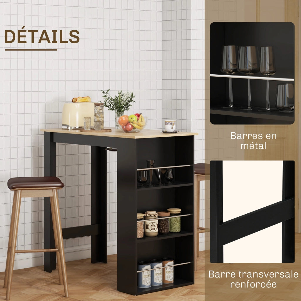 Tavolo da bar ¨C zephmum ¨C nero 112x57x106 cm con 3 ripiani
