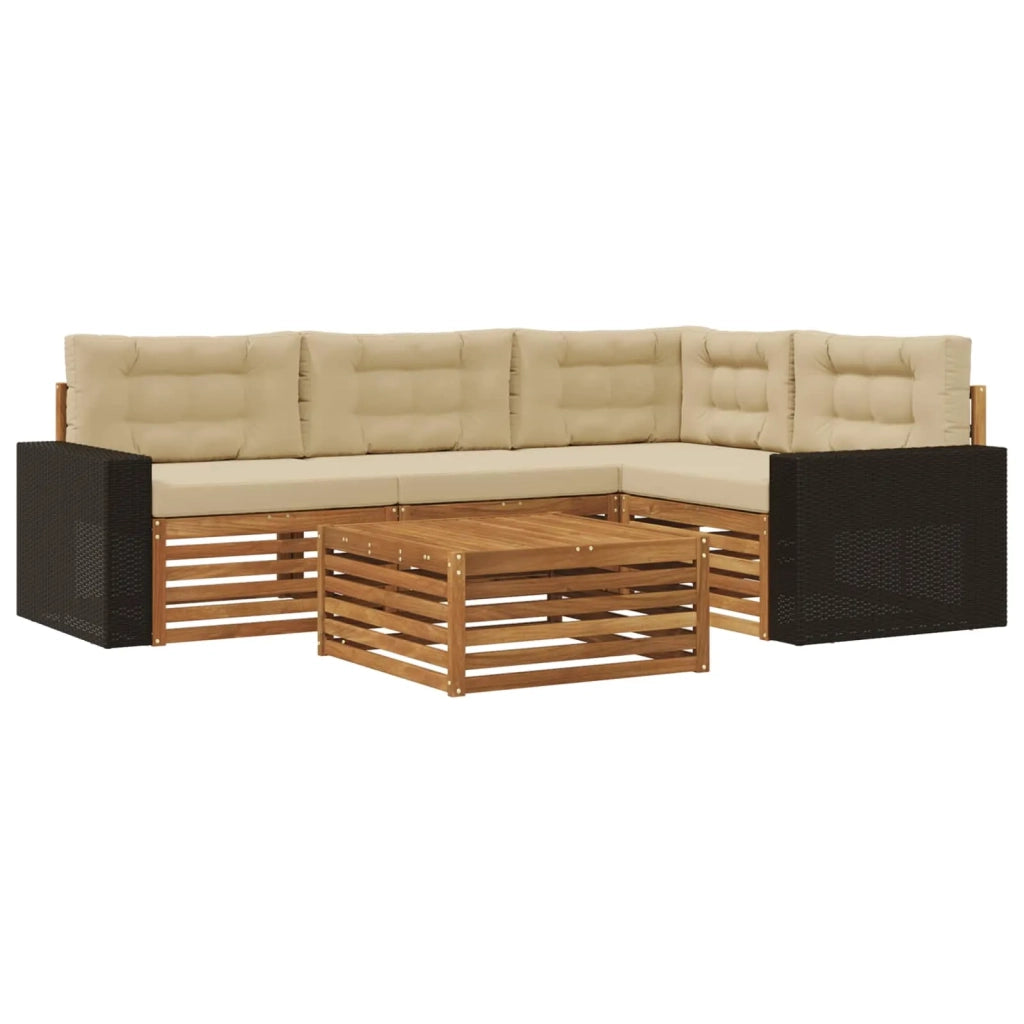 Set di divani da esterno 5 pcs Naturale e Beige 79 x 79 x 37 cm 3383336