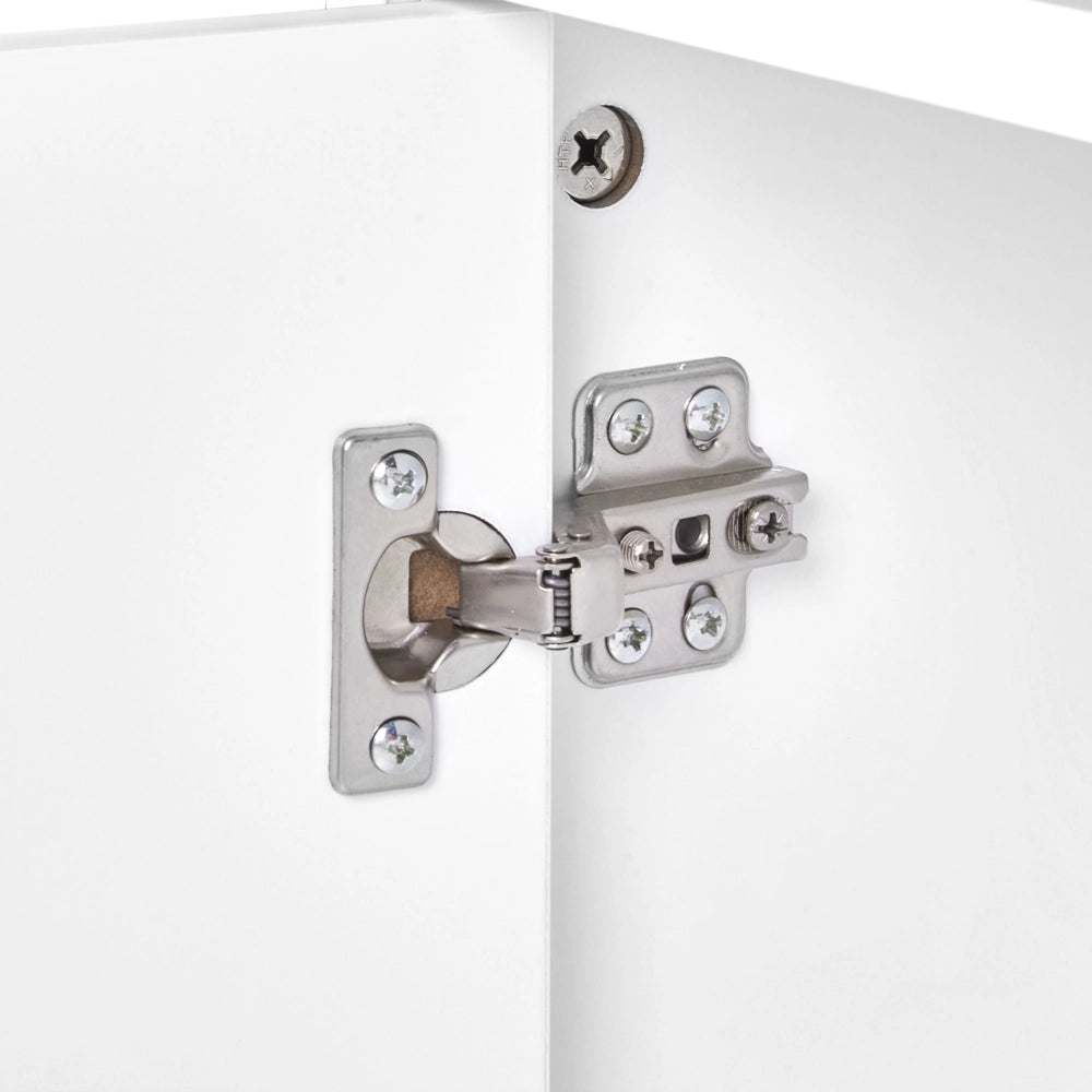 Mobile lavabo Bamboo MDF con gambe in legno di pino scaffali e spazio di archiviazione, arredamento per bagno bianco e legno chiaro