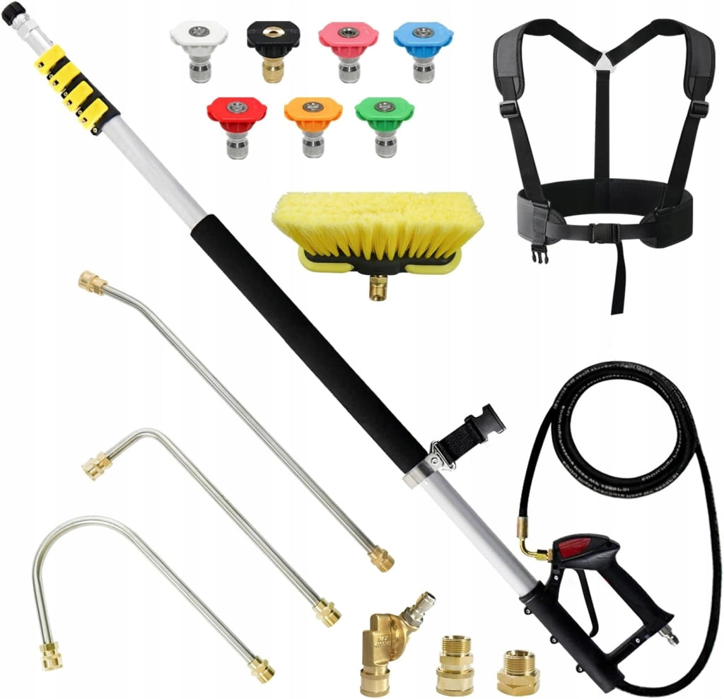 Lancia Telescopica PowerReach ProMax 6.3m – 4000 PSI, 7 Ugelli | Alluminio Leggero, Compatibile con Idropulitrici