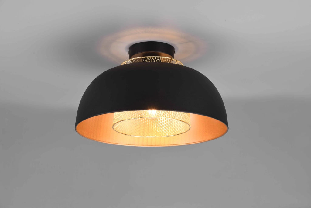 Plafoniera, metallo, nero e oro, D 35 cm, Punch