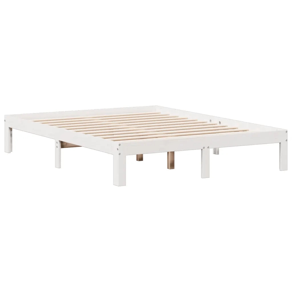 Letto Libreria senza Materasso Bianco 140x190 cm Legno di Pino 3322594