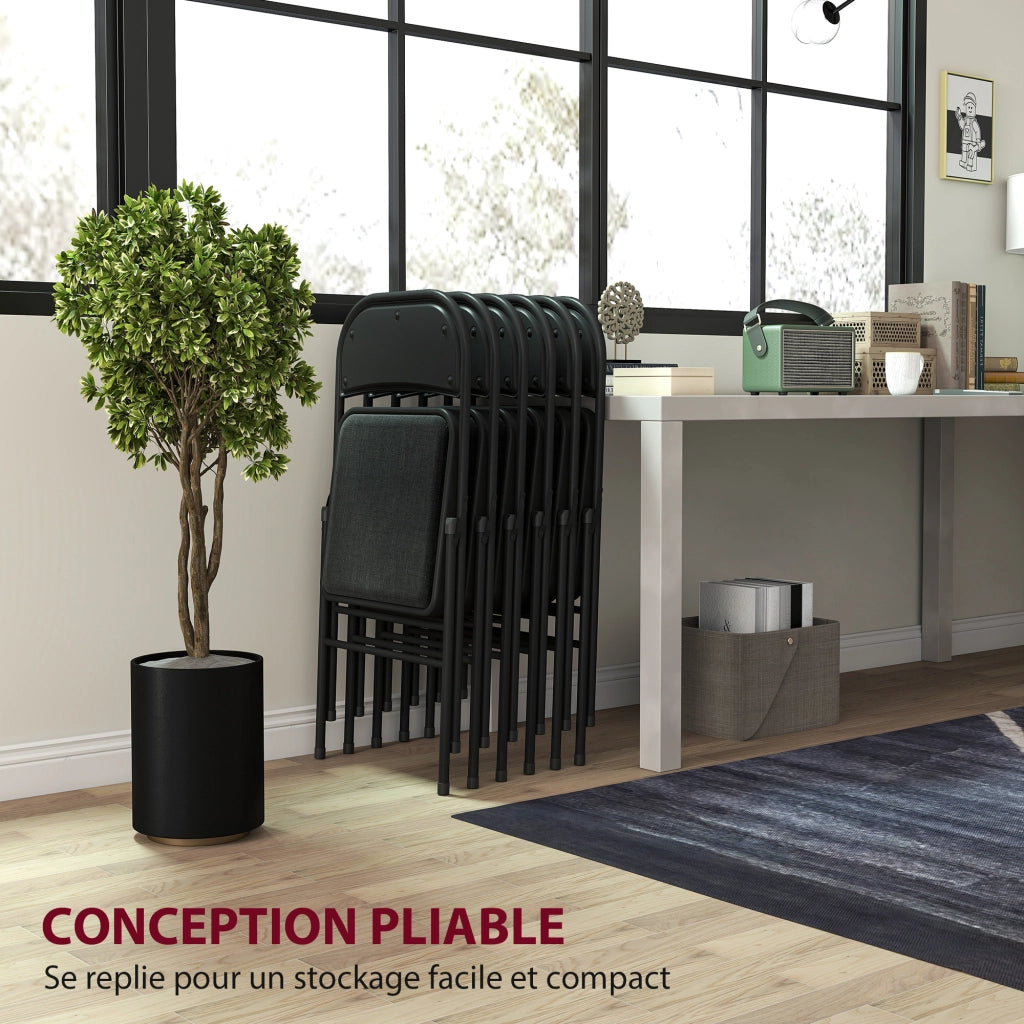 Set 6 Sedie Pieghevoli da Pranzo ¨C Xylo ¨C Struttura Metallo Nero 45x46x78cm