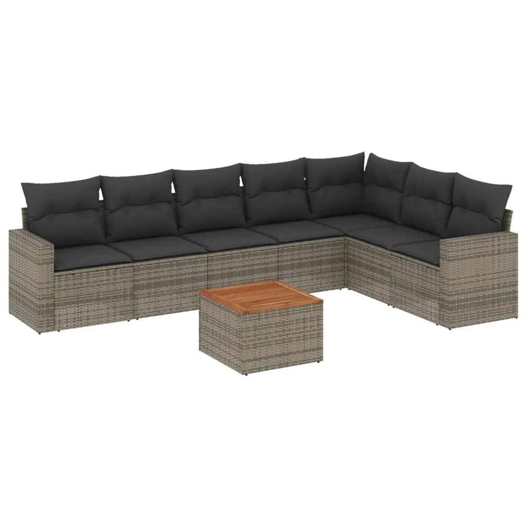 Set Divano da Giardino 8 pz con Cuscini Grigio in Polyrattan 3256487