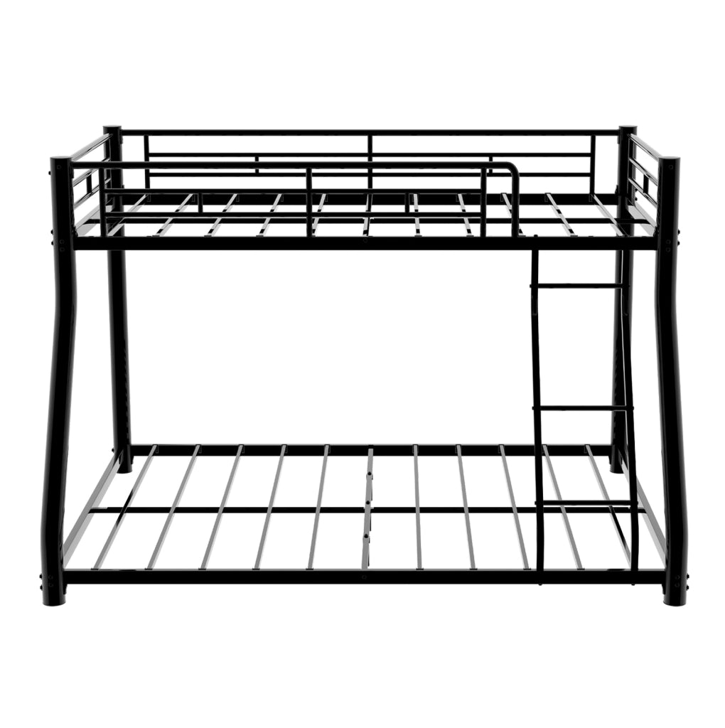 Letto a castello 90x190 cm e 140x190 cm con scala e sbarre di sicurezza in ferro nero