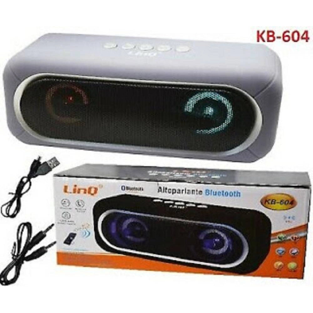Trade Shop - Cassa Speaker Altoparlante Bluetooth Radio Fm Microsd Usb Aux Tf Luce Led Kb-604 -