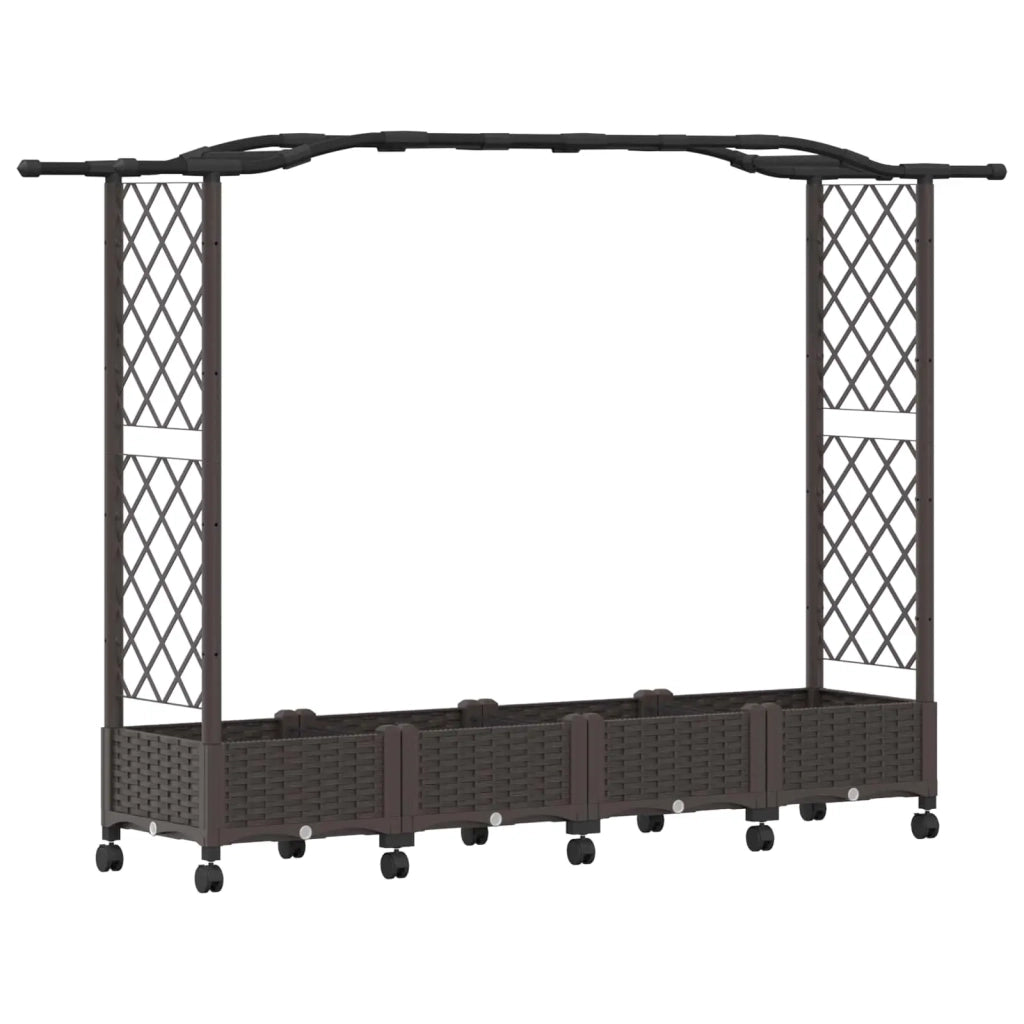 Letto Rialzato con Griglia e Tetto Marrone 207 x 40 x 129 cm PP 3423148