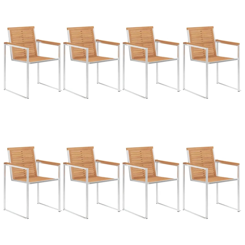 Sedie da Giardino con Cuscini 8 pz in Legno Massello di Teak cod mxl 24249
