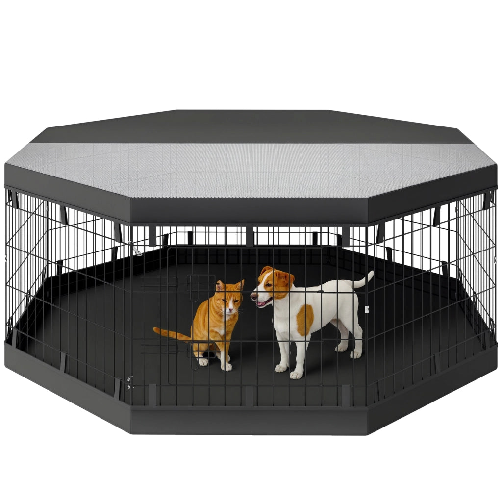 Recinto per cani 8 pannelli pieghevoli con porta ¨C zephmum ¨C nero 61x61 cm