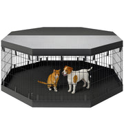 Recinto per cani 8 pannelli pieghevoli con porta ¨C zephmum ¨C nero 61x61 cm