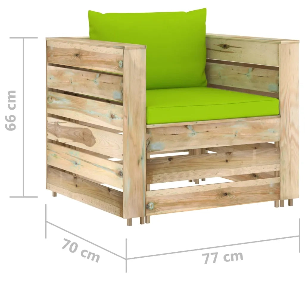 Set Divani da Giardino con Cuscini 2 pz Legno Impregnato Verde cod mxl 43489