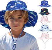 Cappello solare per bambini da 3 a 8 anni, bordo ampio, protezione UV, cappello da pesca, cappello estivo respirante con cinturino regolabile, muts per bambini in spiaggia, per bicicletta, parasole per bambini