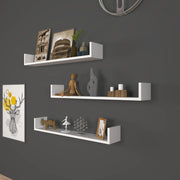 Set 'Höganäs' 3 Mensole da Muro - Consolli Pensili con Piano d'Appoggio a Forma di U - Largo 90 cm - Bianco [en.casa]