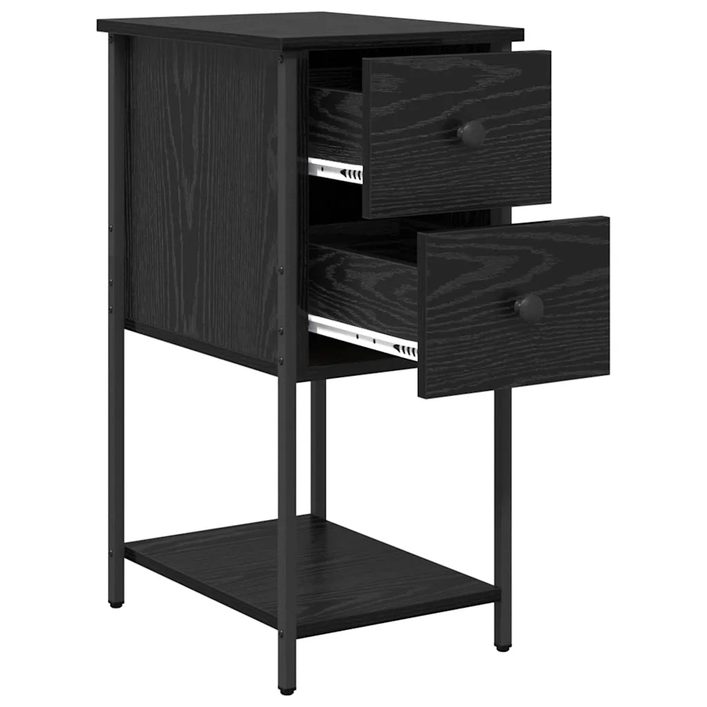 Set di 2 Comodini | Armadio da Notte | Mobiletto da notte con cassetto Rovere nero 32 x 42 x 70 cm