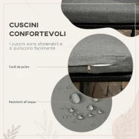 Set da Giardino 5 Pezzi in Rattan PE e Acciaio, 4 Sedie da Esterno con Cuscini e Tavolo Rettangolare