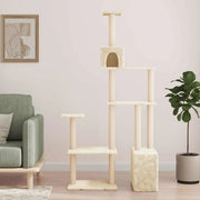 Albero per gatti con pali per graffiare in sisal Crema 177,5 cm 172389