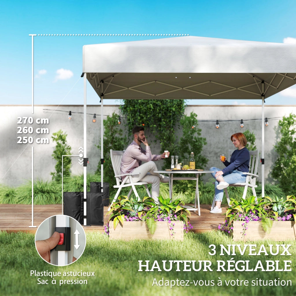 Gazebo da giardino 3x3m pieghevole ¨C zephmum ¨C crema, protezione UV50+, 3 pareti laterali