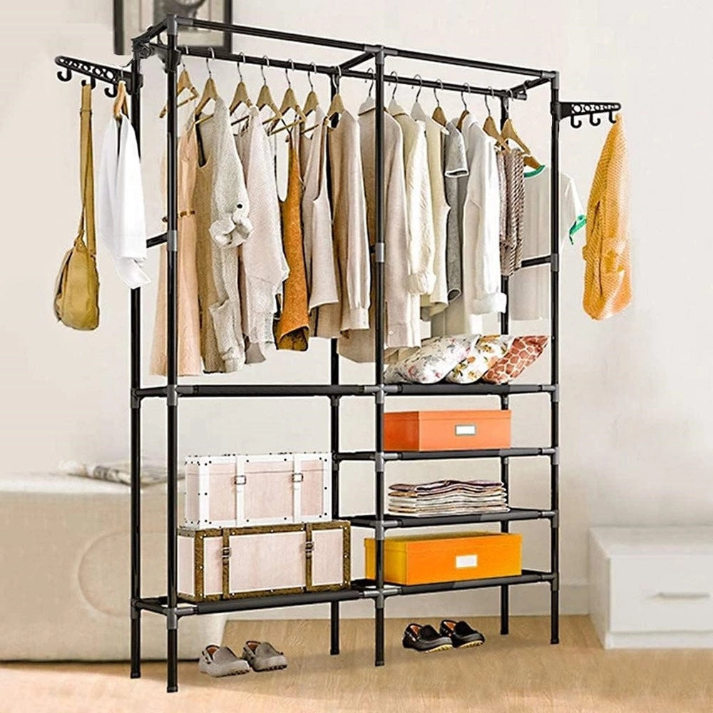 Trade Shop - Appendiabiti Da Pavimento Armadio Interni Stendino Girevole Gancio 180x36x170 Cm -