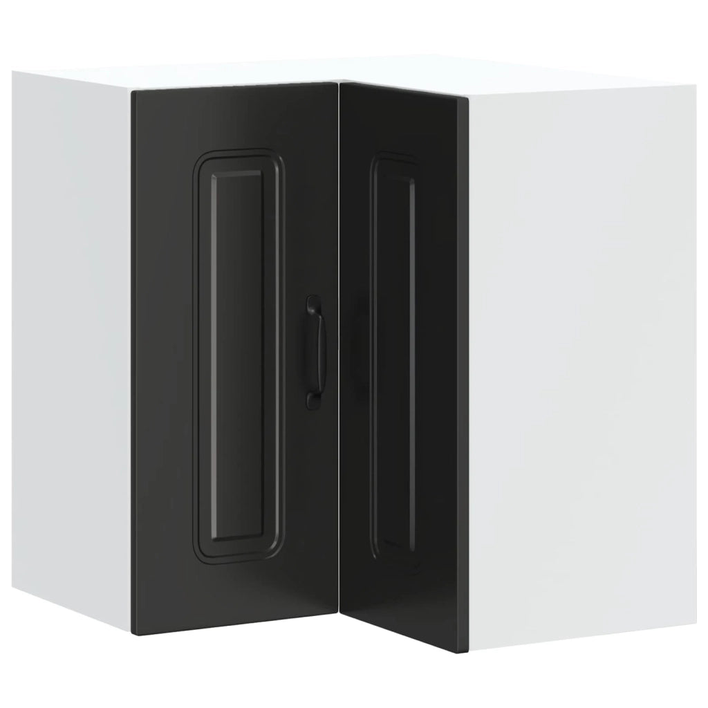 Armoire murale d'angle de cuisine Kalmar noir bois d'ingénierie