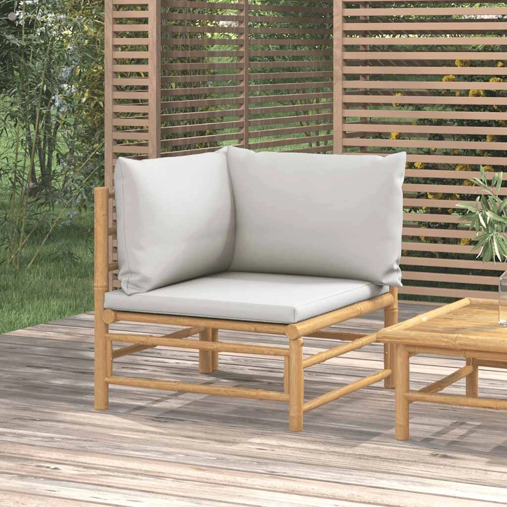 Divano Angolare da Giardino con Cuscini Grigio Chiaro BambÃ¹cod mxl 70667