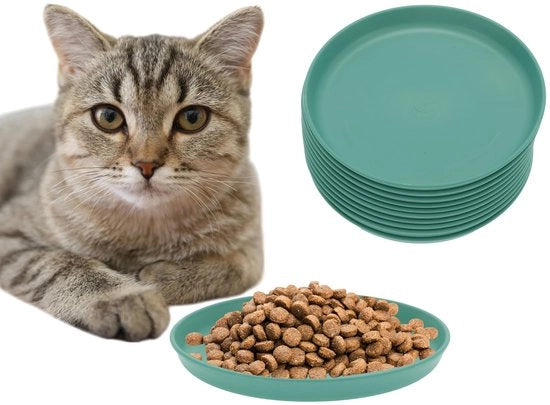 Piatto per Gatti 10 Pezzi - Piatto per Cibo Animale - Dischetto Ronde per Cibo - Materiale PP Ecologico - Base Antiscivolo - Esperienza di Cibo Comoda - Piatto per Cibo per Animali Domestici