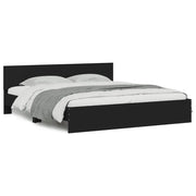 Letto matrimoniale | Letto per adulti | Giroletto con Testiera Nero 180x200 cm